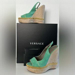 Versace medusa suede espadrille platform